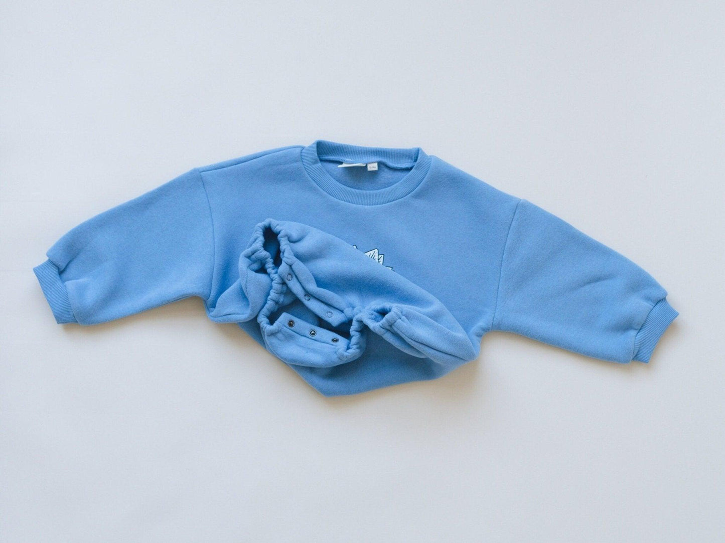 Blue Dino Sweatshirt Romper - Little Joy Co.