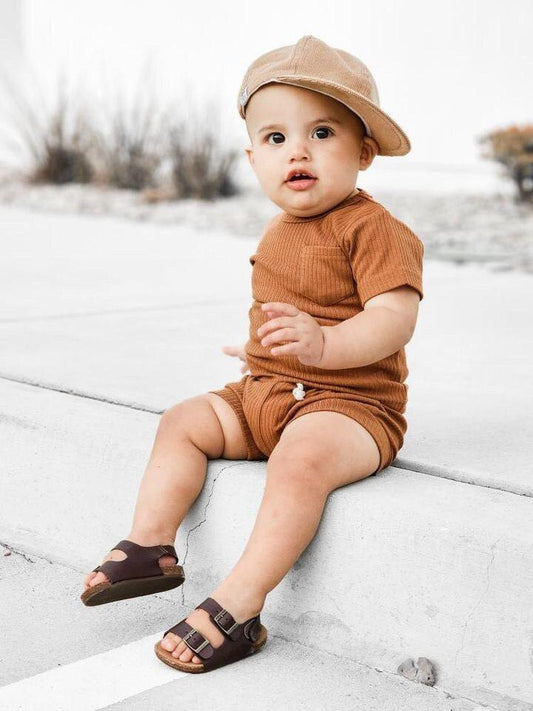 Organic Cotton Ribbed 2pc Outfit - more colors - Little Joy Co.