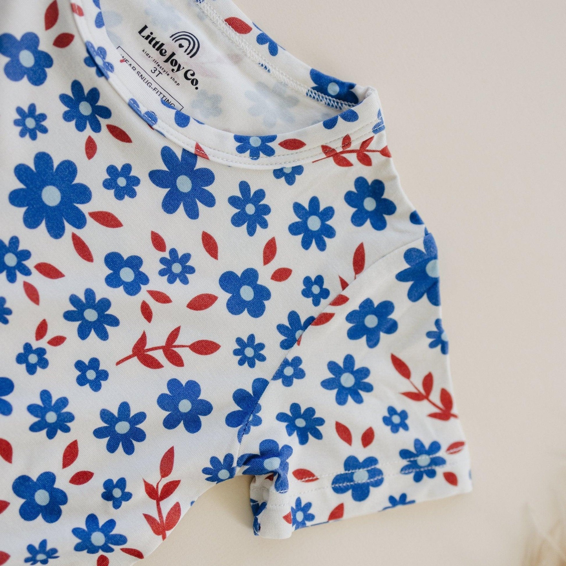 Red White & Blooms 2pc Bamboo Pajamas *see size notes - Little Joy Co.
