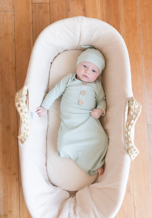 Ribbed Knotted Newborn Gown - more colors - Little Joy Co.