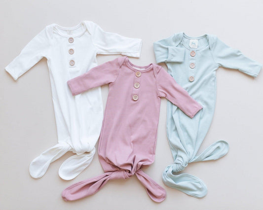 Ribbed Knotted Newborn Gown - more colors - Little Joy Co.