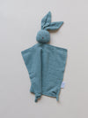 Organic Cotton Muslin Bunny Lovey Blanket - Bunny Muslin Lovey - Security Blanket - Animal - Rabbit - Blue Pink Beige Teal - Boy Girl