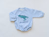 Gray Dinosaur Graphic Oversized Sweatshirt Romper - T-Rex Baby Bubble Romper - Bubble Romper - Baby Boy Clothes - Tyrannosaurus Rex