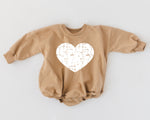 Distressed Heart Graphic Oversized Sweatshirt Romper - Grunge Heart Sweatshirt Bubble Romper - Baby Girl Clothes - V-Day - Valentines Day