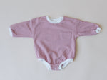 Striped Baby Oversized Sweatshirt Romper - Organic Cotton Sweatshirt Bubble Romper - Neutral Sweatshirt Romper