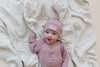 Waffle Knotted Baby Gown - Newborn Coming Home Outfit - Gown & Hat Set