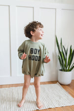 BOY HOOD Oversized Sweatshirt Romper - Baby Boy Bubble Romper - Baby Boy Outfit - Baby Boy Clothes - Boyhood Brotherhood - Toddler Clothes