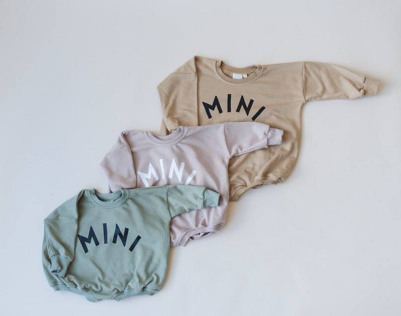 MINI Oversized Sweatshirt Romper - Baby Boy Bubble Romper - Baby Boy Outfit - Baby Graphic Romper - Baby Girl Outfit - Toddler Clothes