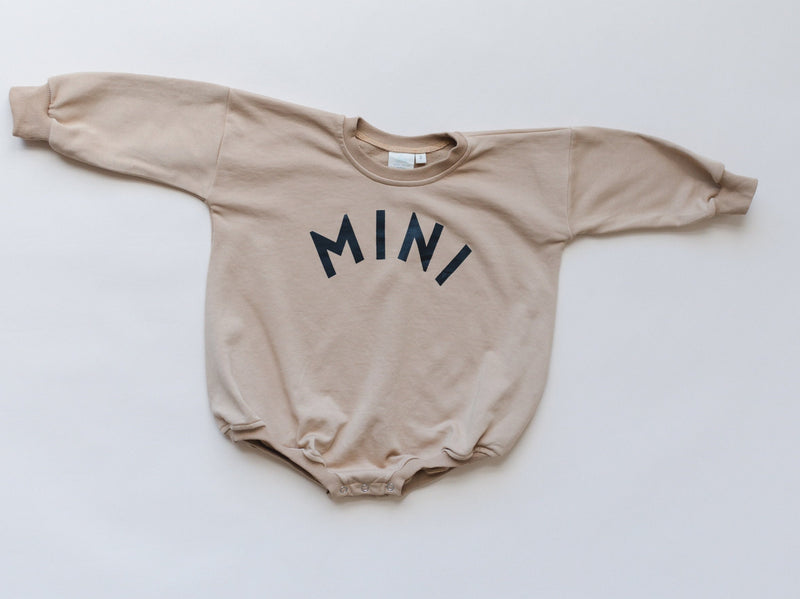MINI Oversized Sweatshirt Romper - Baby Boy Bubble Romper - Baby Boy Outfit - Baby Graphic Romper - Baby Girl Outfit - Toddler Clothes