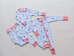 Mermaid Baby Girl Bamboo Baby Pajamas - Ocean Sea Bamboo Zipper Romper - Convertible Romper PJs - Footie Pajamas - Baby Sleeper - Zippy PJs
