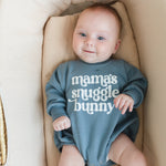 Mama's Snuggle Bunny Graphic Oversized Sweatshirt Romper - Sweatshirt Bubble Romper - Baby Boy Clothes - Girl Shirt - Mother's Day Baby