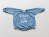 PRAY FOR SURF Oversized Sweatshirt Romper - Baby Boy Bubble Romper - Baby Boy Outfit - Baby Graphic Romper - Beach - Surfing - Baby Clothes