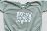 My First Easter Graphic Oversized Sweatshirt Romper - Sweatshirt Bubble Romper - Baby Boy Clothes - Easter Outfit - Girl Shirt - 1st Easter