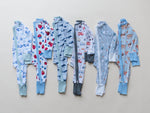 Blue Fish Baby Bamboo Baby Pajamas - Ocean Theme Bamboo Zipper Romper - Convertible Romper PJs - Footie Pajamas - Zippy PJs - Baby Boy
