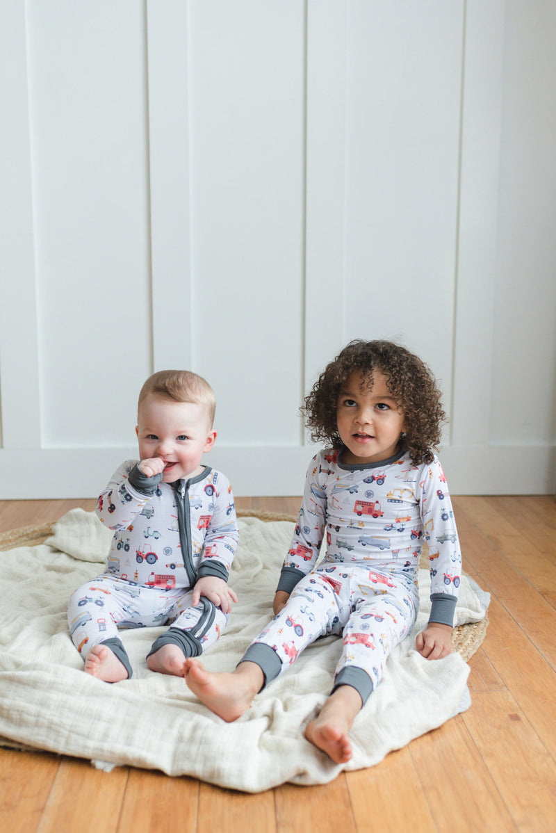 Cars and Trucks Baby & Toddler Bamboo Pajamas - Bamboo 2pc Pajama Set - Baby Boy Two-Piece Pajamas - 2pc PJs - Pants Shirt Top - Tractors
