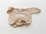 BROTHER Graphic Oversized Sweatshirt Romper - Baby Bubble Romper - Sweatshirt Bubble Romper - Baby Boy Clothes - Big Brother Little Brother