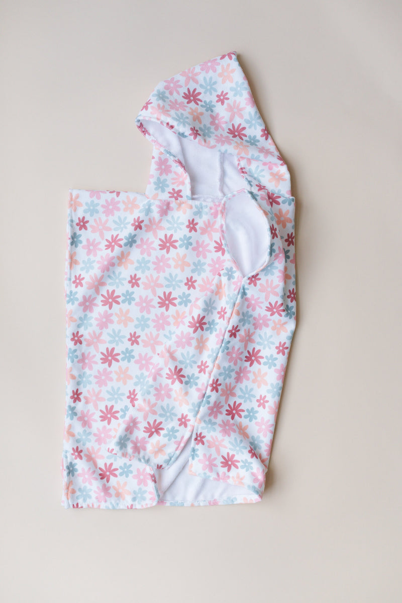 White Daisy Kids Beach Towel Poncho - Boho Baby Toddler Girls - Hooded Beach Towel - Microfiber Bath Towel - FloralKids Toddler Neutral