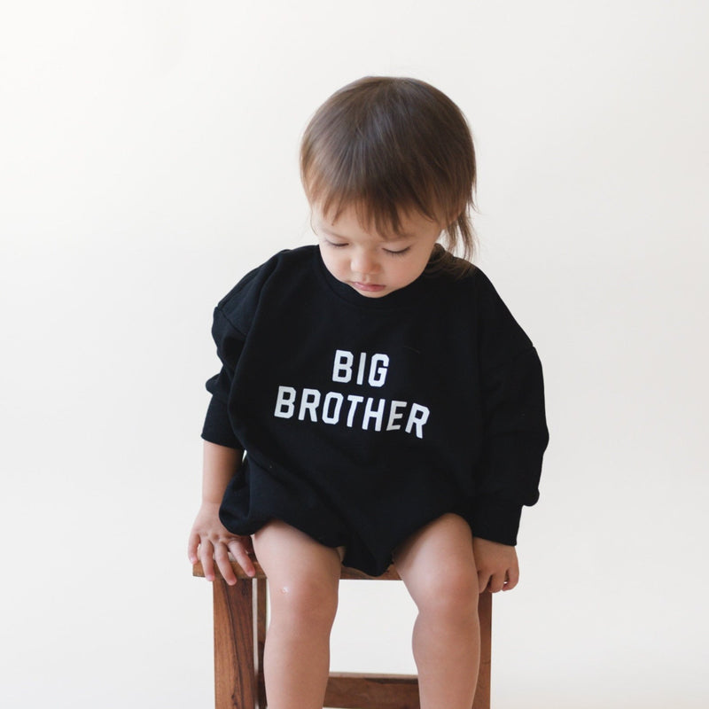 BIG BROTHER Graphic Oversized Sweatshirt Romper - Bubble Romper - Baby Boy Clothes - Big Bro Sweatshirt Shirt Outfit Pregnancy Announcement