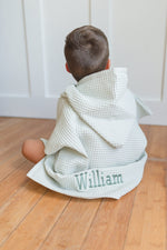 Kids Waffle Beach Towel Poncho - Custom Embroidered Personalization or Monogram - Hooded Beach Towel - Bath Towel - Kids Toddler Neutral