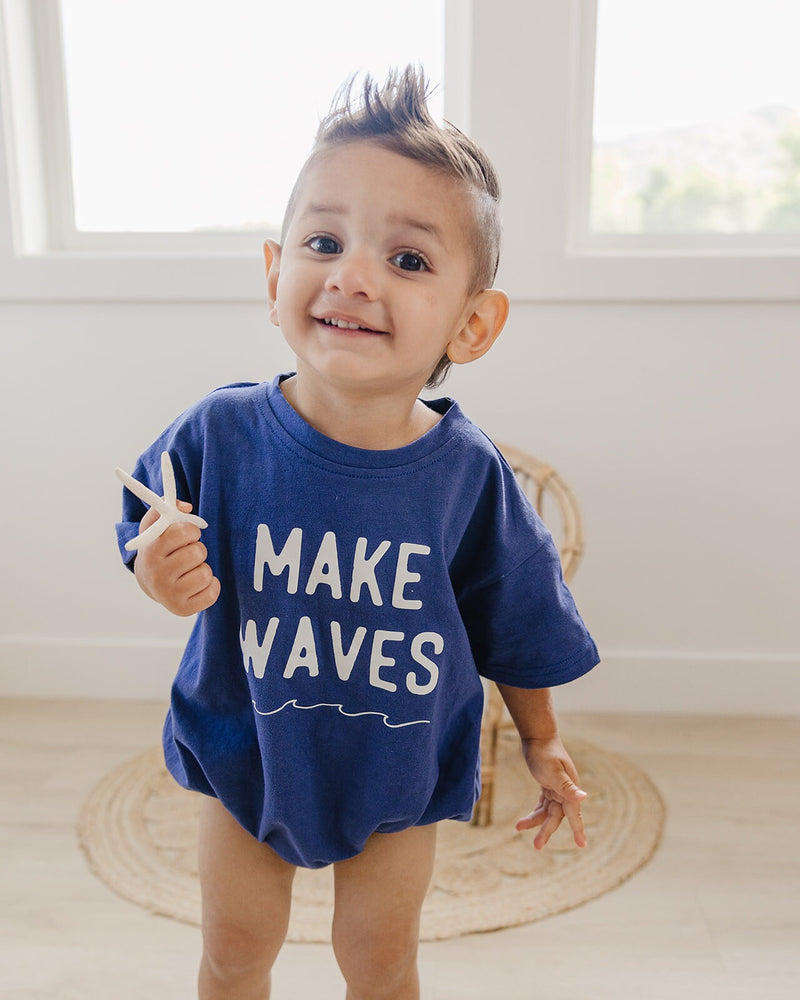 Make Waves Oversized T-Shirt Romper - Baby Boy Bubble Romper - Baby Boy Outfit - Baby Boy Summer Clothes - Beach Surf Sun Summer Shirt Tee