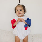 4th of July Colorblock Oversized T-Shirt Romper - Baby Boy Bubble Romper - 4th of July Outfit - Red, White & Blue Patriotic Shirt - Girl USA