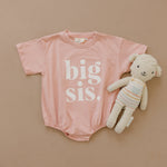 BIG SIS Graphic Bubble Romper - T-Shirt Romper - Baby Girl Clothes - Big Sister Shirt Outfit - Pregnancy Announcement