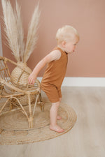Organic Cotton Ribbed Sleeveless Romper - Baby Boy Outfit - Summer Baby Outfit - Baby Romper - Baby Clothes Boy - Ribbed Outfit - Neutral