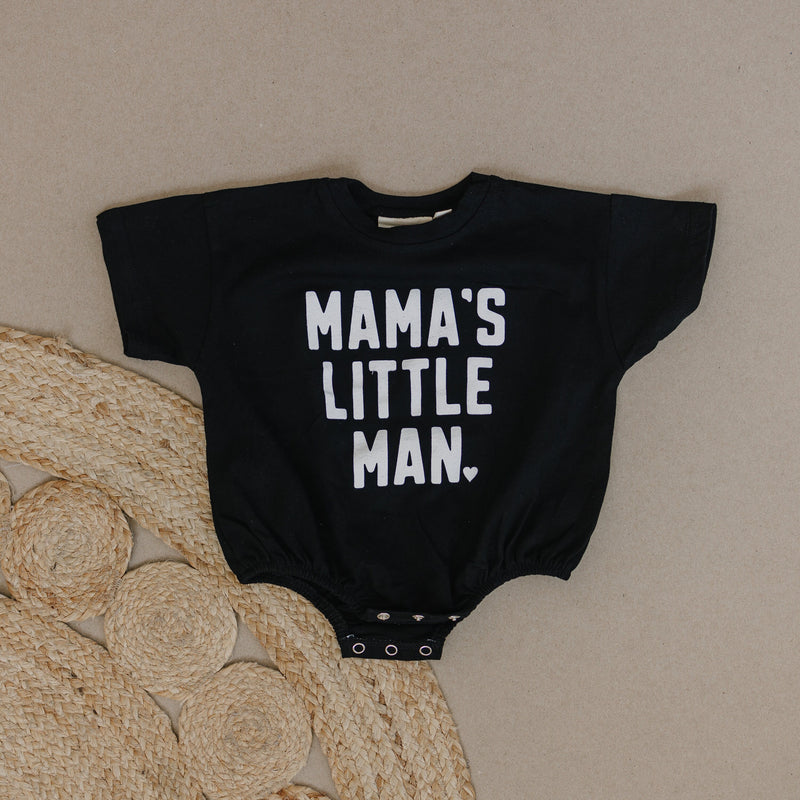 MAMA'S LITTLE MAN Oversized T-Shirt Romper - Baby Boy Bubble Romper - Baby Boy Outfit - Mama Mother Mom Mommy Son Outfit Shirt Top