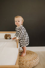 Charcoal & White Checkered Bamboo Bubble Romper