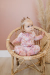 BLUSH BLOOMS Bamboo Zippy Romper - Pink Floral Bamboo Baby Pajamas - Fall Bamboo Zipper Romper - Convertible Romper PJs - Zippy PJ - Girl