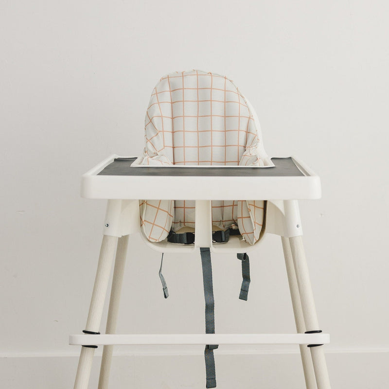 Camel Windowpane Plaid Cushion Cover for the IKEA Antilop Highchair - Wipeable IKEA Antilop Cushion Cover with Inflatable Cushion Insert Boy
