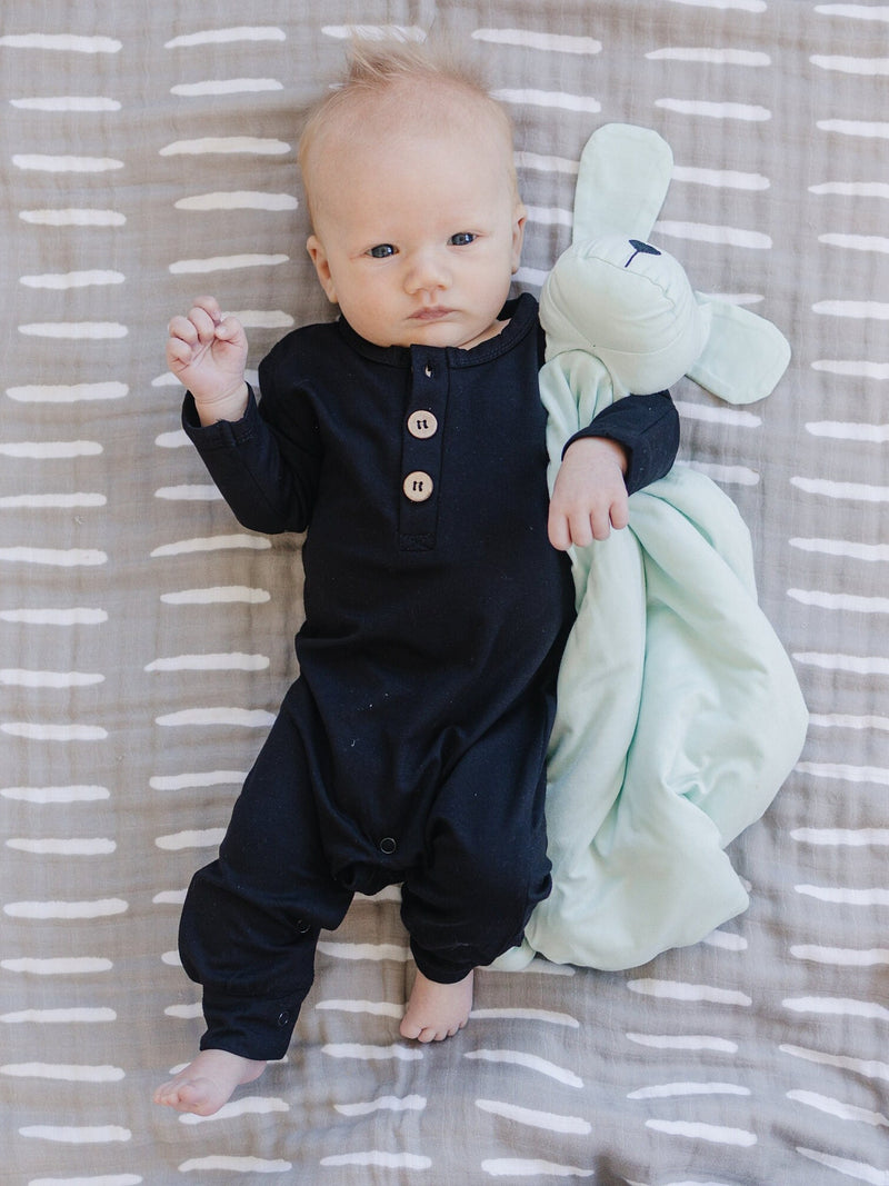 LS Bamboo Henley Romper - Baby Boy or Girl Outfit - Long Sleeved - Fall Winter - Baby Boy Clothes - Bamboo Daywear Basics - Baby Boy Clothes