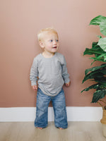 LS Bamboo Pocket Tee - Baby Boy or Girl - Toddler Shirt - Long Sleeved Pocket Tee - Fall Winter - Baby Boy Clothes - Bamboo Daywear Basics