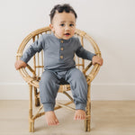LS Bamboo Henley Romper - Baby Boy or Girl Outfit - Long Sleeved - Fall Winter - Baby Boy Clothes - Bamboo Daywear Basics - Baby Boy Clothes