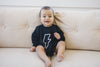 Lightning Bolt Black Bamboo Sweatshirt Romper - Bubble Romper - Sweater Romper - Baby Boy Clothes - Bamboo Daywear - Baby Boy Outfit