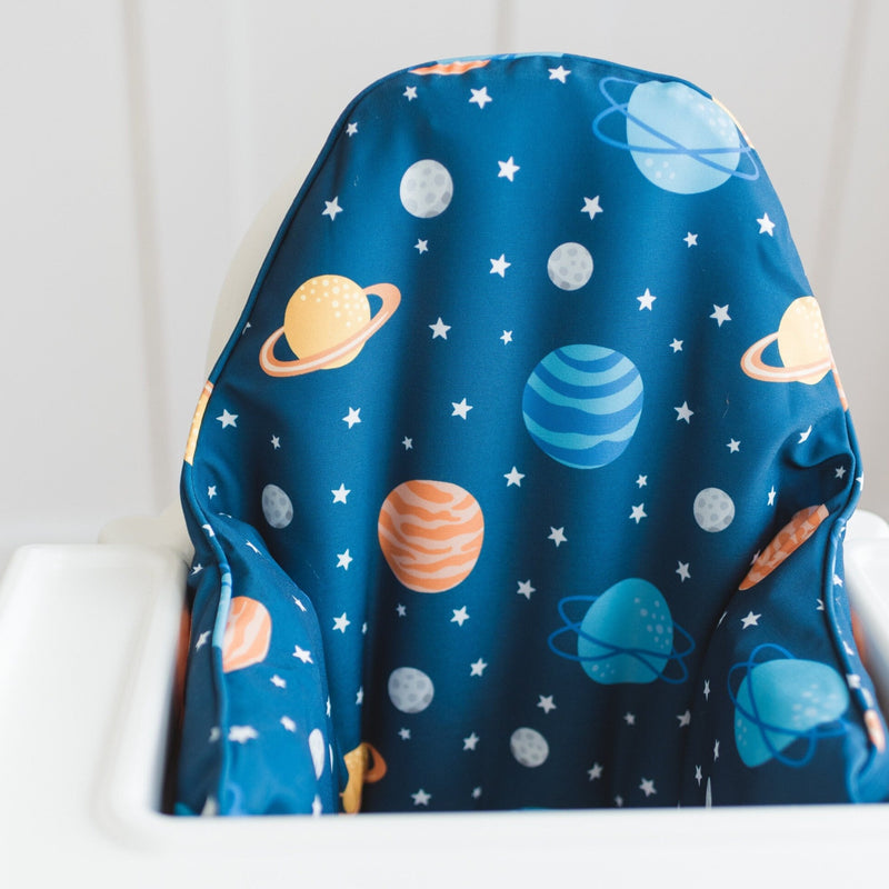 Space Cushion Cover for the IKEA Antilop Highchair - Planets Wipeable IKEA Antilop Cushion Cover with Inflatable Cushion Insert