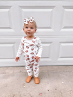 Football Print Bamboo Knotted Overalls