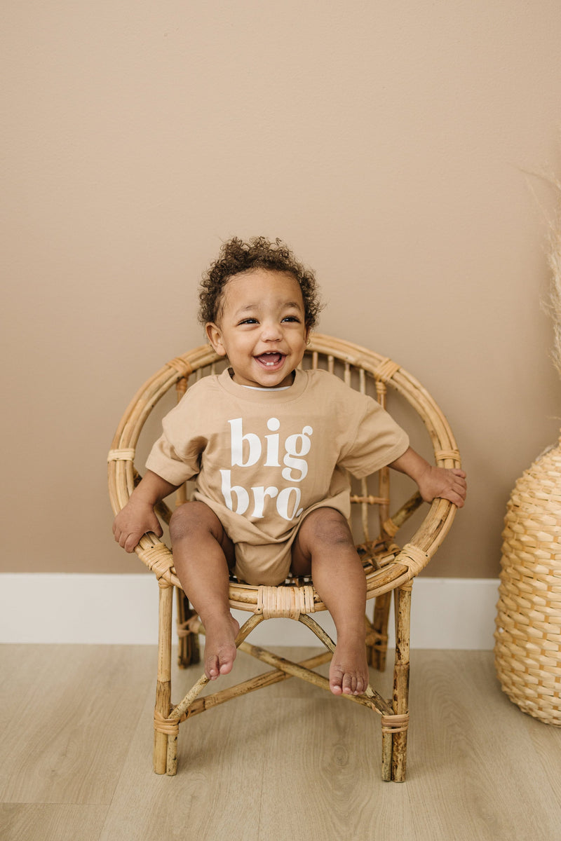 Organic Cotton Big Bro Graphic Bubble Romper - T-Shirt Romper - Baby Boy Clothes - Big Brother - Pregnancy Announcement Shirt - Reveal