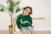 Lucky Hand Embroidered Chunky Knit Sweater for Babies & Toddlers - St. Patrick's Day Embroidered Baby Sweater - Baby Boy or Girl - Green