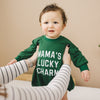 Mama's Lucky Charm St Patrick's's Day Graphic Oversized Bamboo Sweatshirt Romper - Baby Sweatshirt Bubble Romper - Baby Girl Boy Toddler