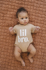 Organic Cotton Lil Bro Graphic Bubble Romper - T-Shirt Romper - Baby Boy Clothes - Little Brother - Pregnancy Announcement - Gender Reveal
