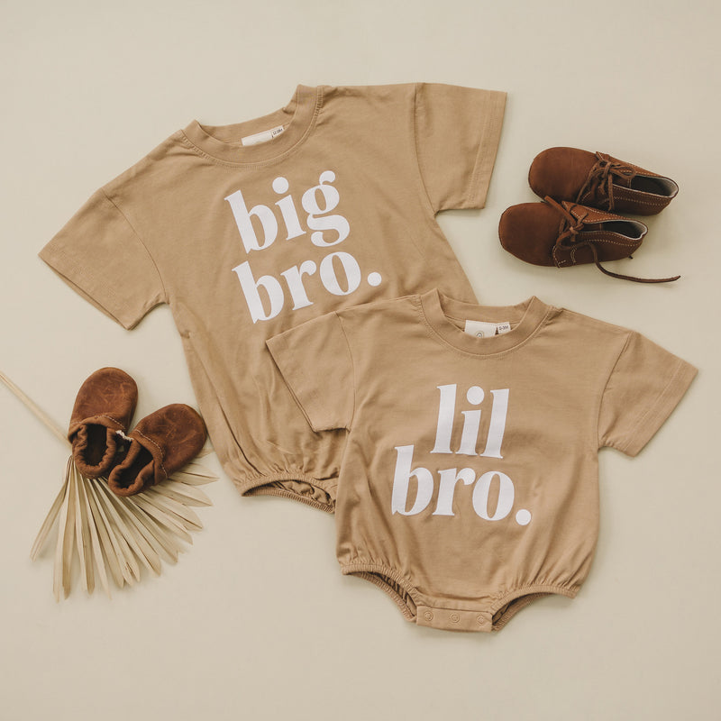 Organic Cotton Big Bro Graphic Bubble Romper - T-Shirt Romper - Baby Boy Clothes - Big Brother - Pregnancy Announcement Shirt - Reveal